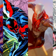 Both the standard and white 2099 suits, and their comics counterparts in Spider-Man 2099 #3 and Spider-Man 2099 #1.